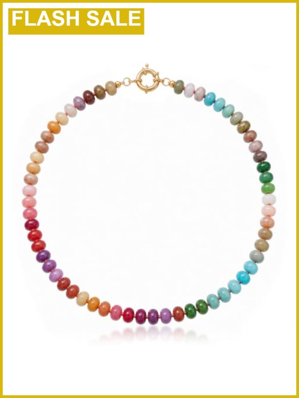 Natural Gemstone Choker Necklace 14k GP Gold Accent Beaded